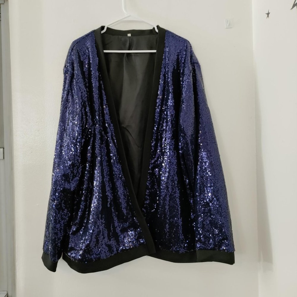 blue sequined jacket